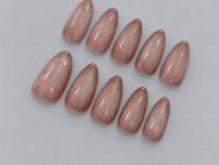 ناخن مصنوعی آیس صورتی فرم گرد برند nb.nailshop
