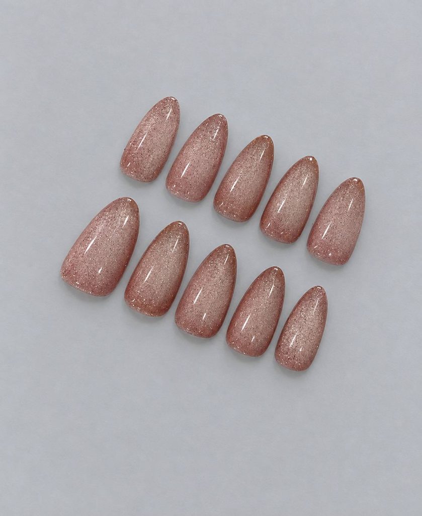 ناخن مصنوعی آیس صورتی فرم گرد برند nb.nailshop